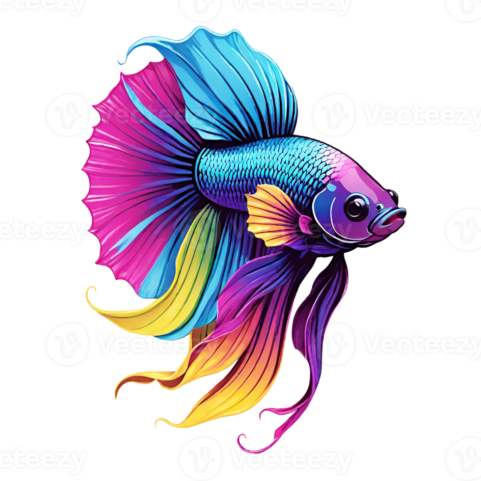 AI generated Betta fish multi color design illustration png