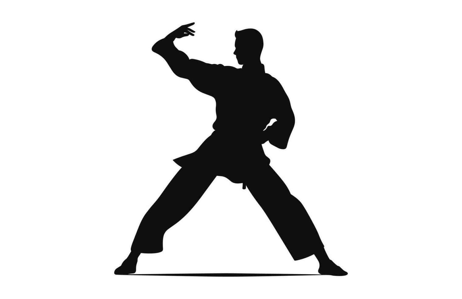 A Tai Chi Pose black Silhouette Vector isolated on a white background