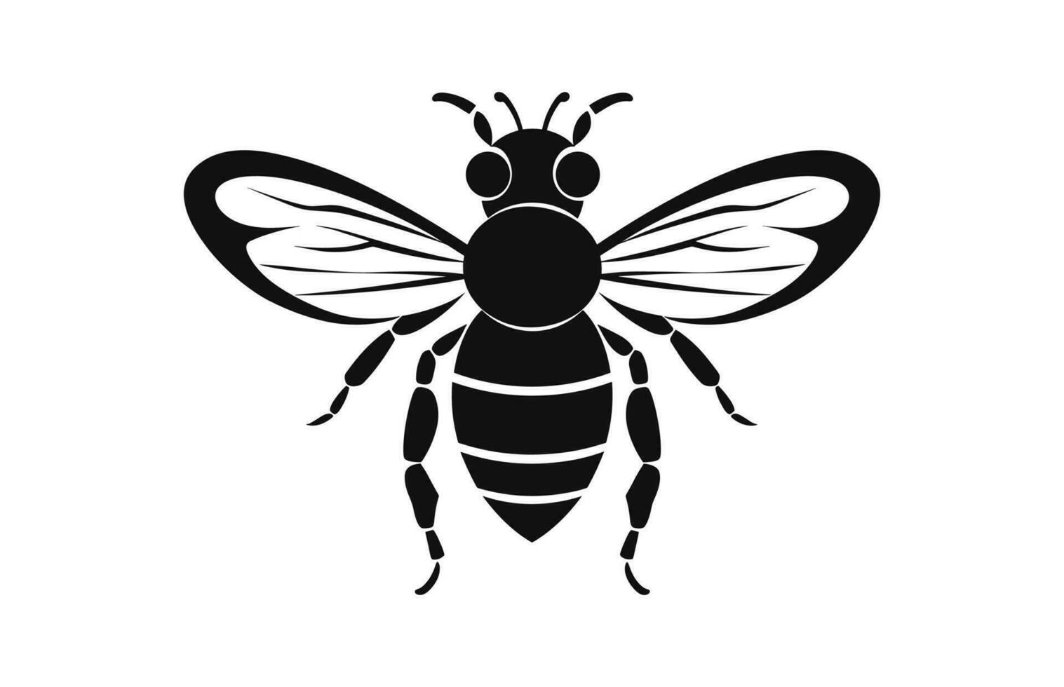 A Flying Bee black Silhouette Clipart, Honey Bee black Vector