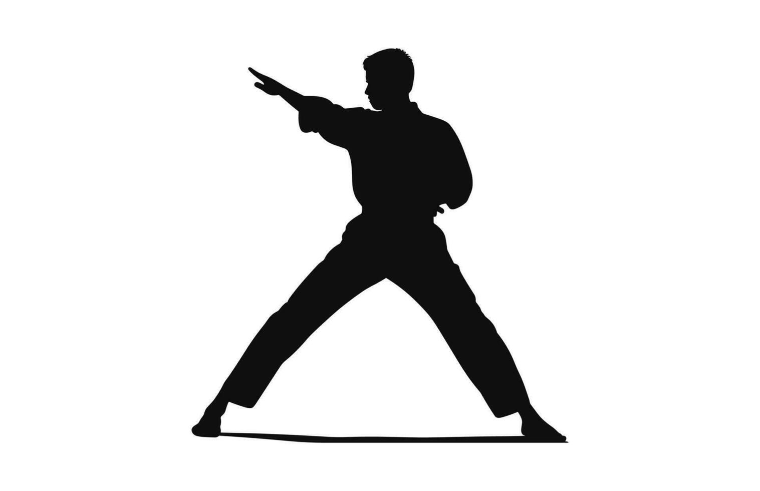 A Tai Chi Pose black Silhouette Vector