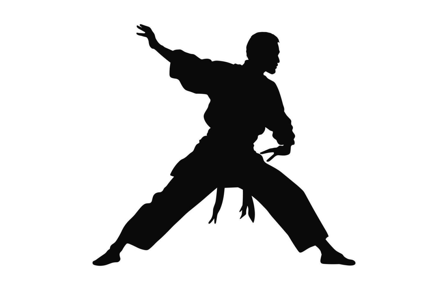 A Tai Chi Pose black Silhouette Vector isolated on a white background