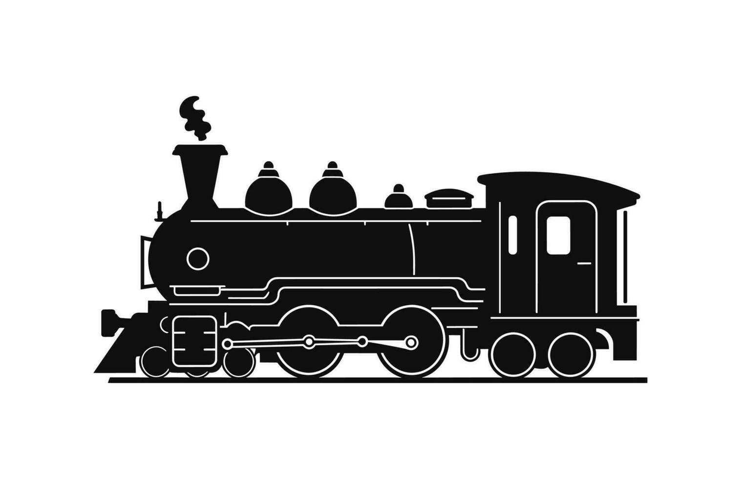 A Locomotive Train Silhouette Vector isolated on a White Background