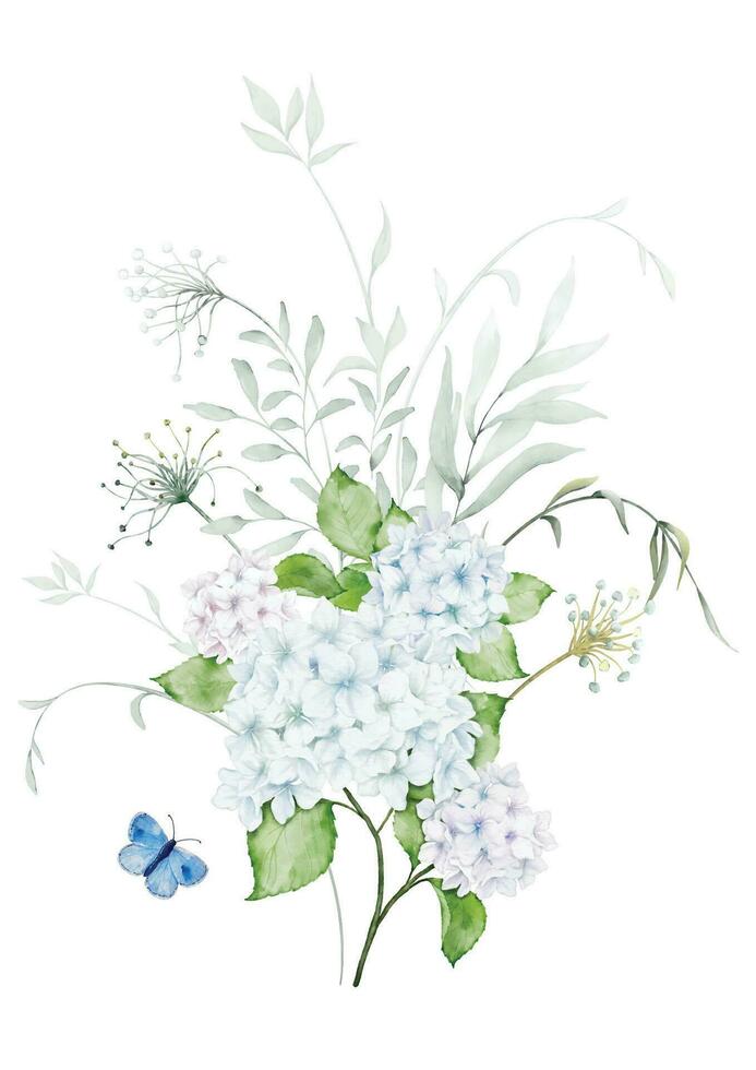 Watercolor floral branch elements vector