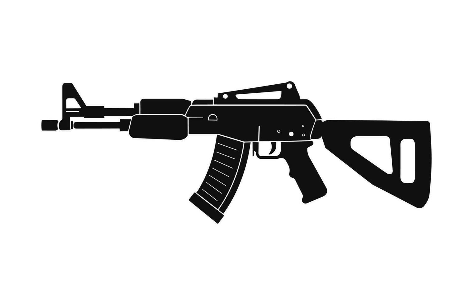 A Weapon machine gun Silhouette Vector isolated on a white background