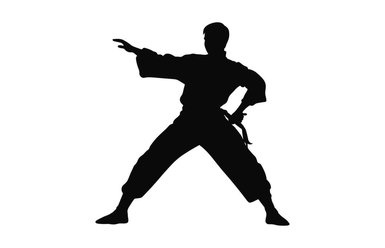 A Tai Chi Pose black Silhouette Vector isolated on a white background