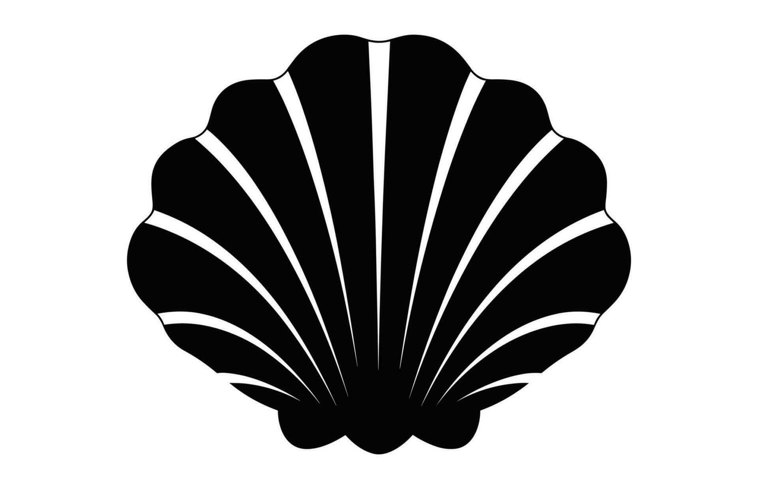 A Clam Seashell silhouette vector isolated on a white background