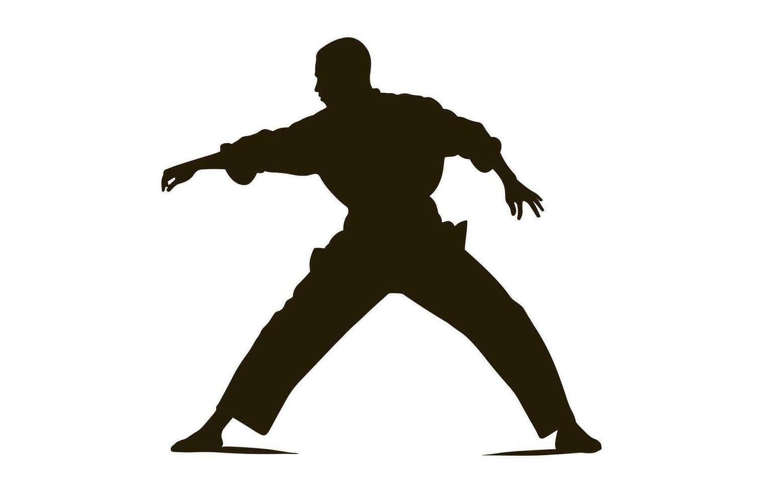 A Tai Chi Pose black Silhouette Vector isolated on a white background