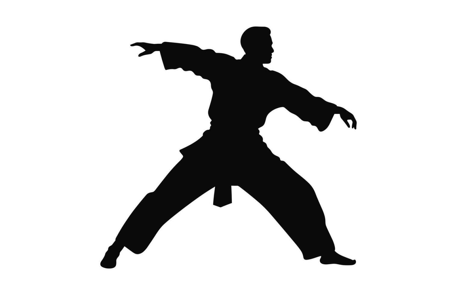A Tai Chi Pose black Silhouette Vector isolated on a white background