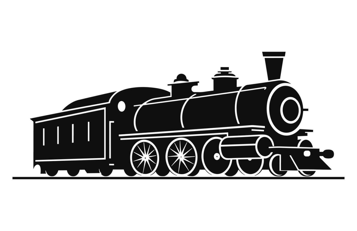 A Locomotive Train Silhouette Vector isolated on a White Background