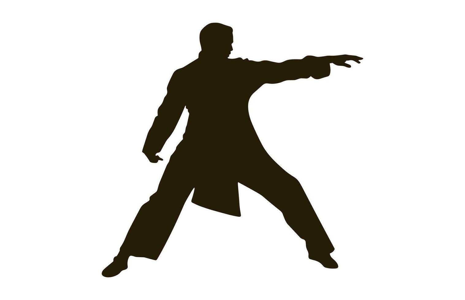 A Tai Chi Pose black Silhouette Vector isolated on a white background