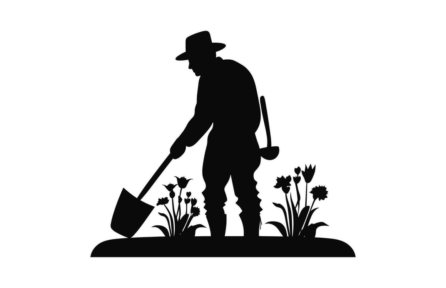 un jardinería silueta, un jardinero negro vector aislado en un blanco antecedentes