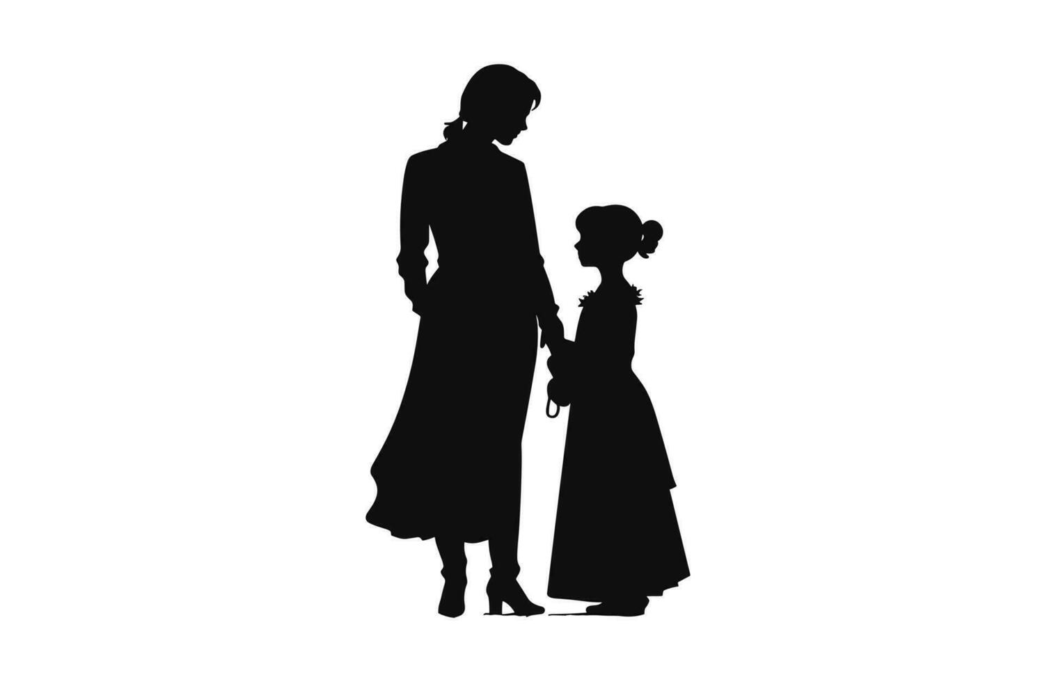 A Family black Silhouette vector, A Happy Family Clipart vector
