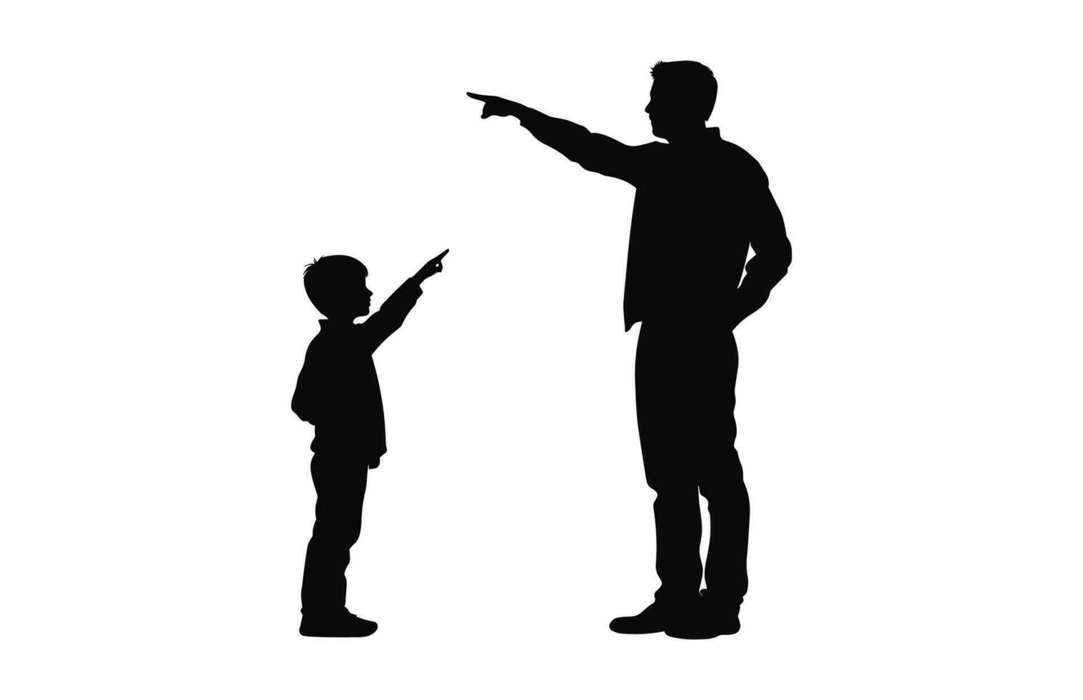 A Silhouette of Dad with son black Vector isolated on a white background