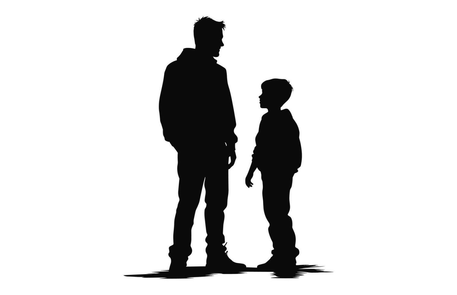 A Silhouette of Dad with son black Vector isolated on a white background