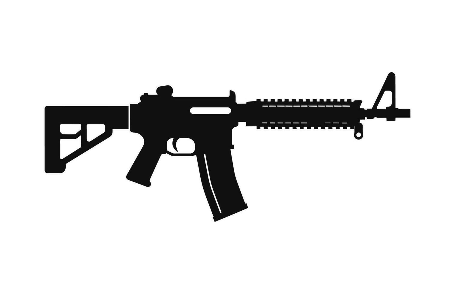 A Weapon machine gun Silhouette Vector isolated on a white background