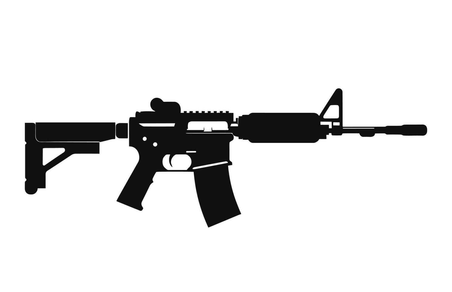 A Weapon machine black Silhouette Vector
