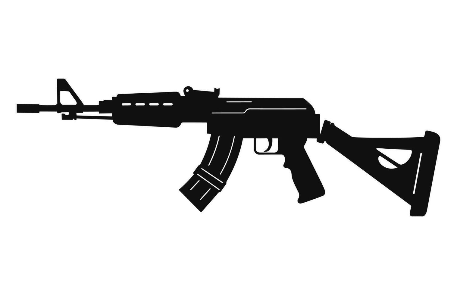 A Weapon machine gun Silhouette Vector isolated on a white background