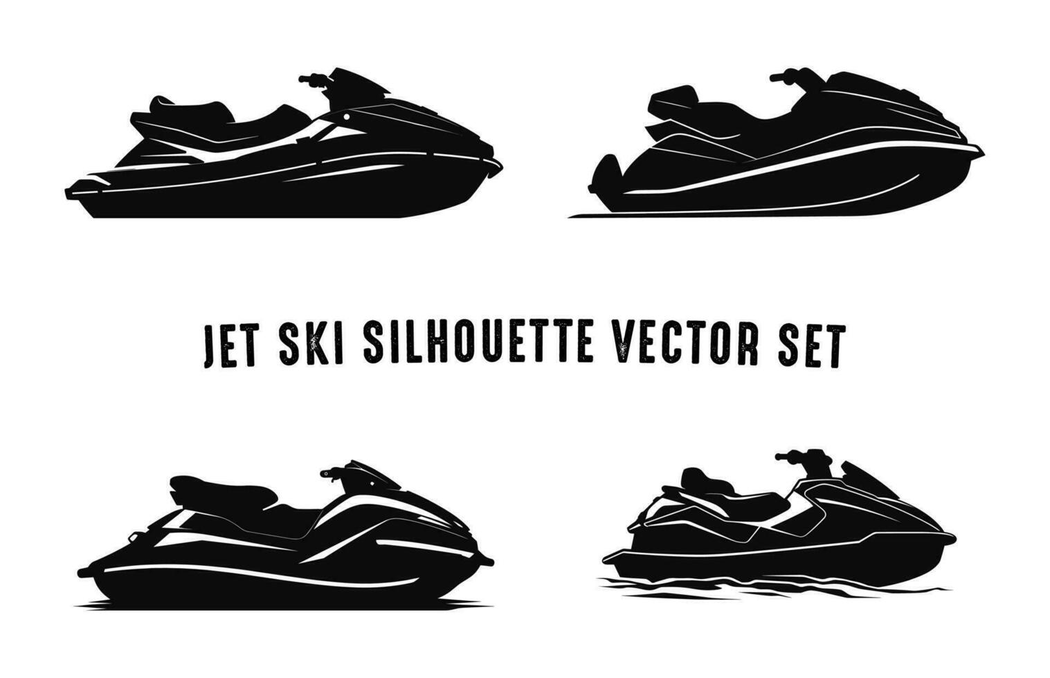 Jet ski silhouettes Bundle, Jet ski Vector black silhouette set