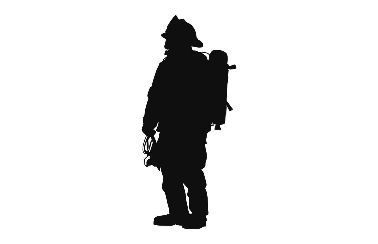 A Firefighter black silhouette vector