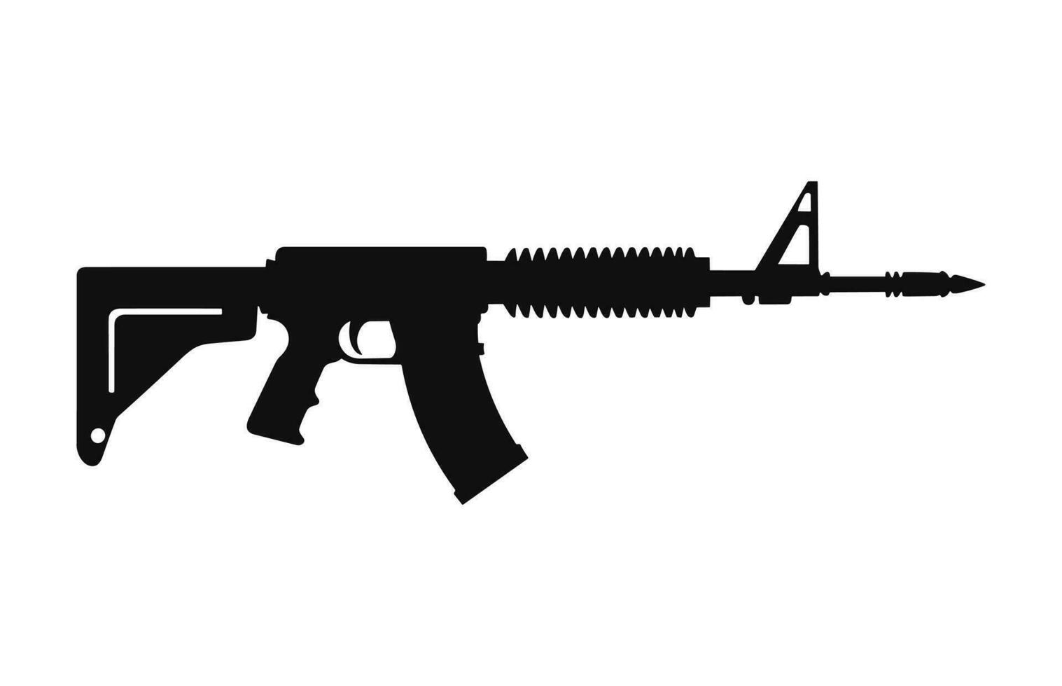 A machine gun Silhouette Vector isolated on a white background