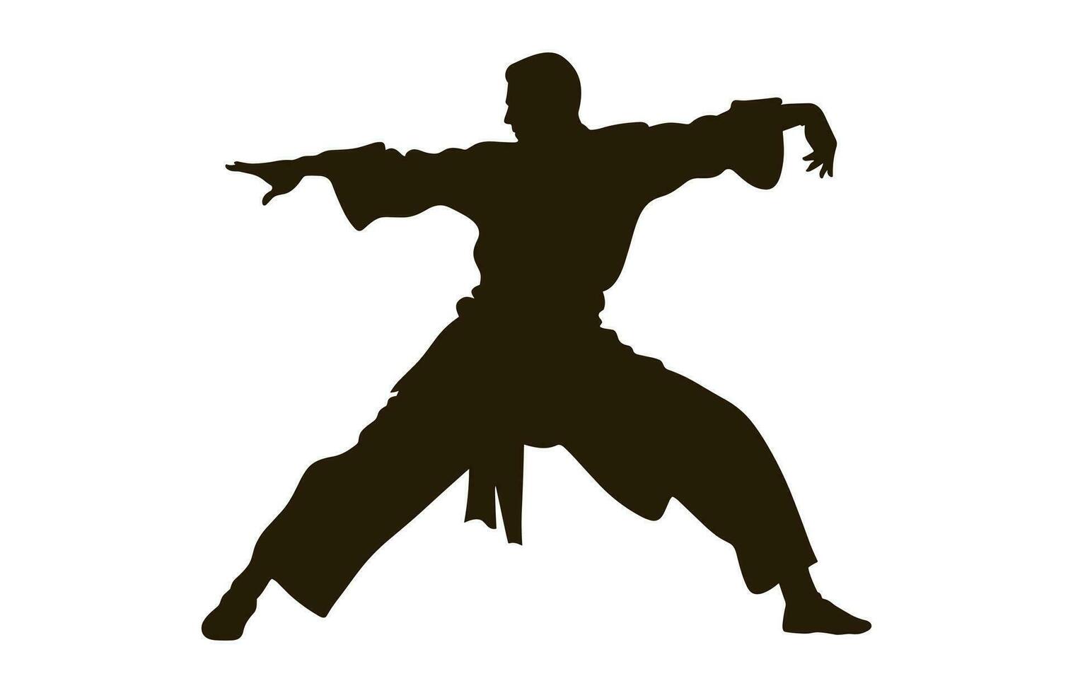 A Tai Chi Pose black Silhouette Vector isolated on a white background