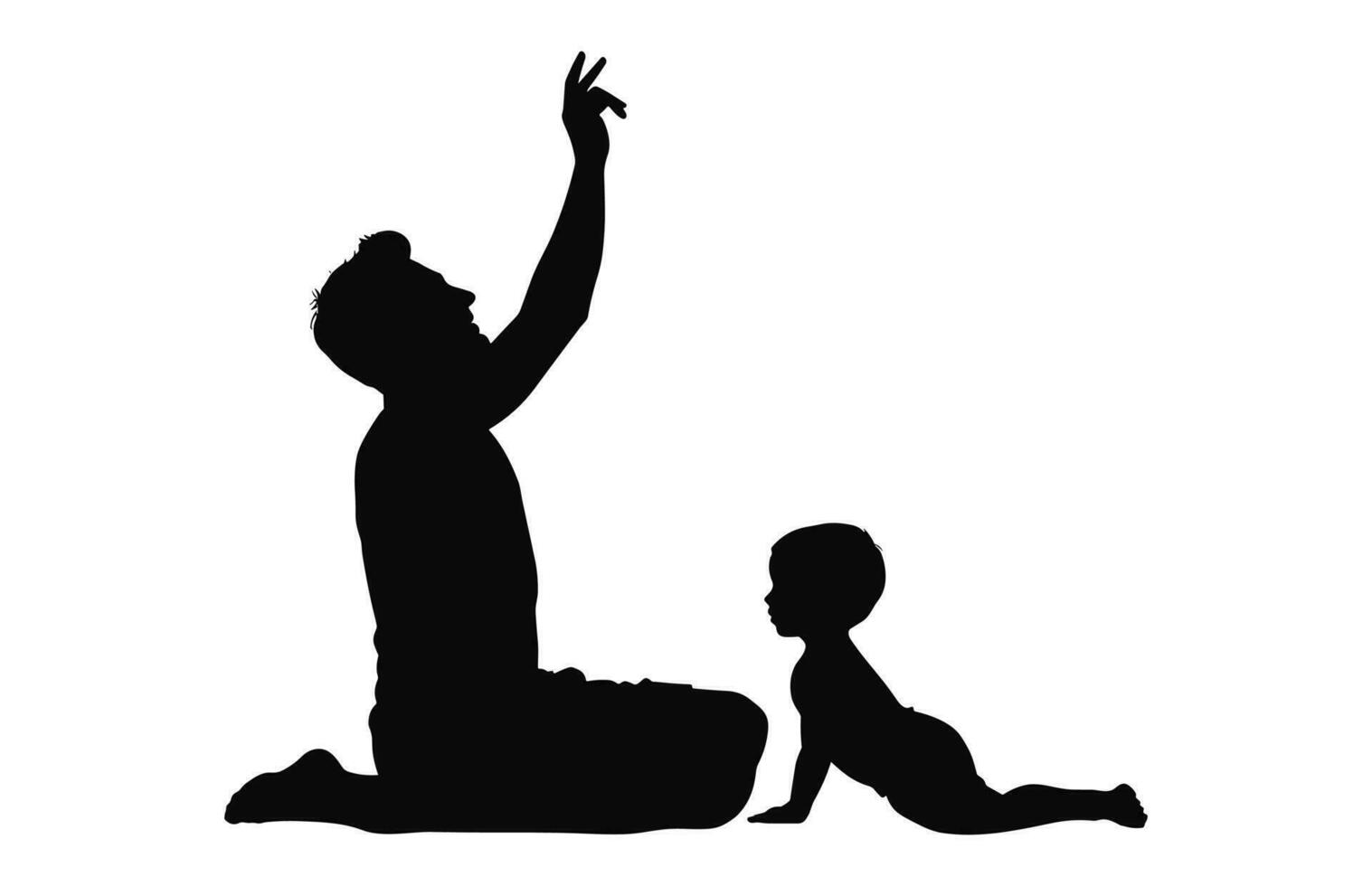 A Dad and Baby Silhouette isolated on a white background vector