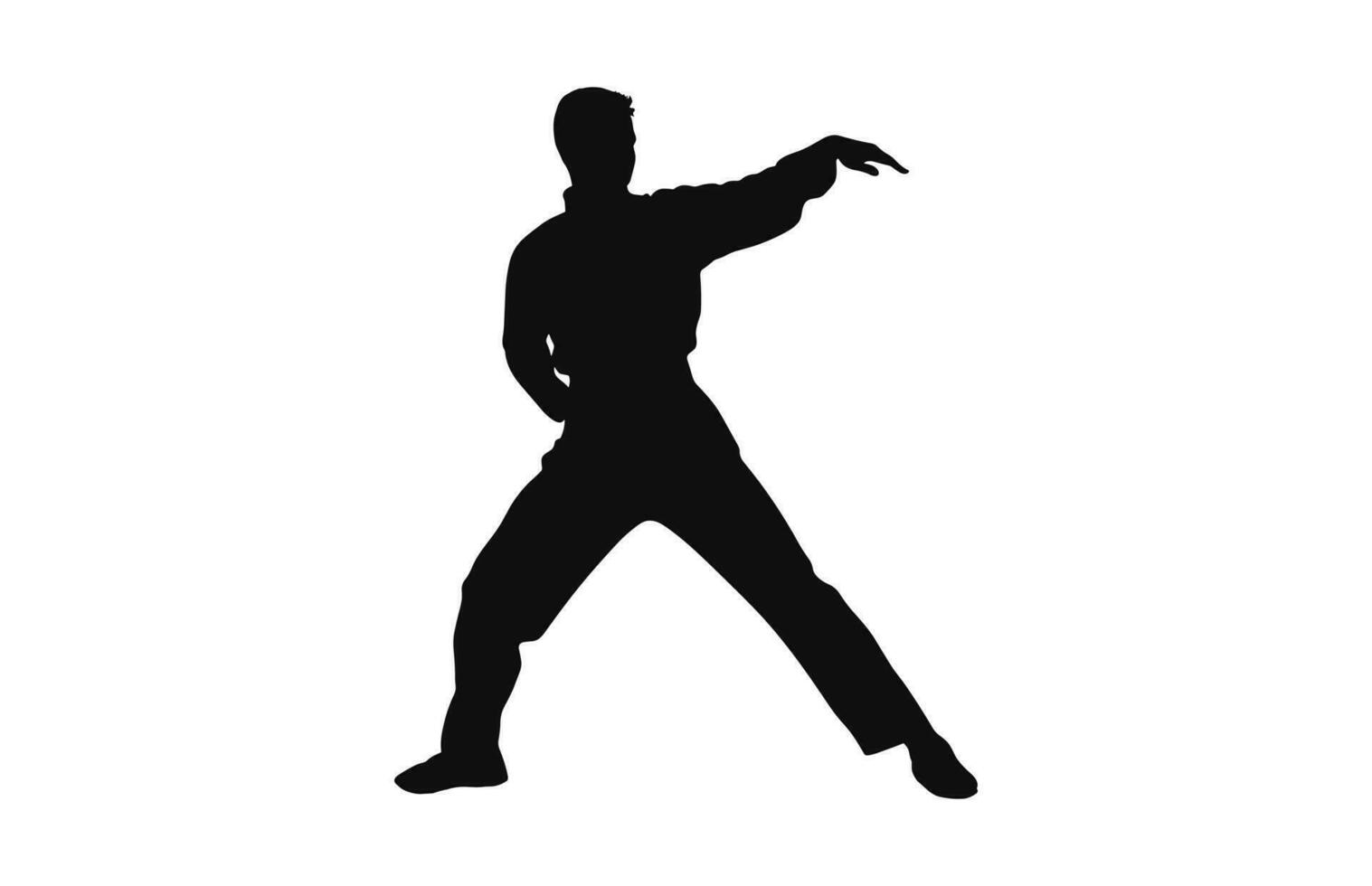 A Tai Chi Pose black Silhouette Vector