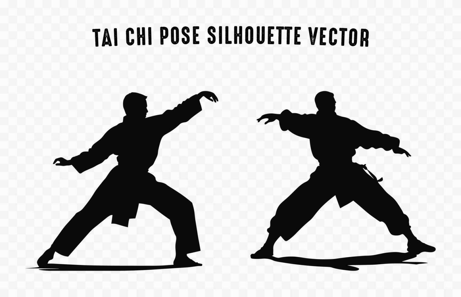 Tai chi actitud silueta vector colocar, Tai chi yo defensa siluetas clipart