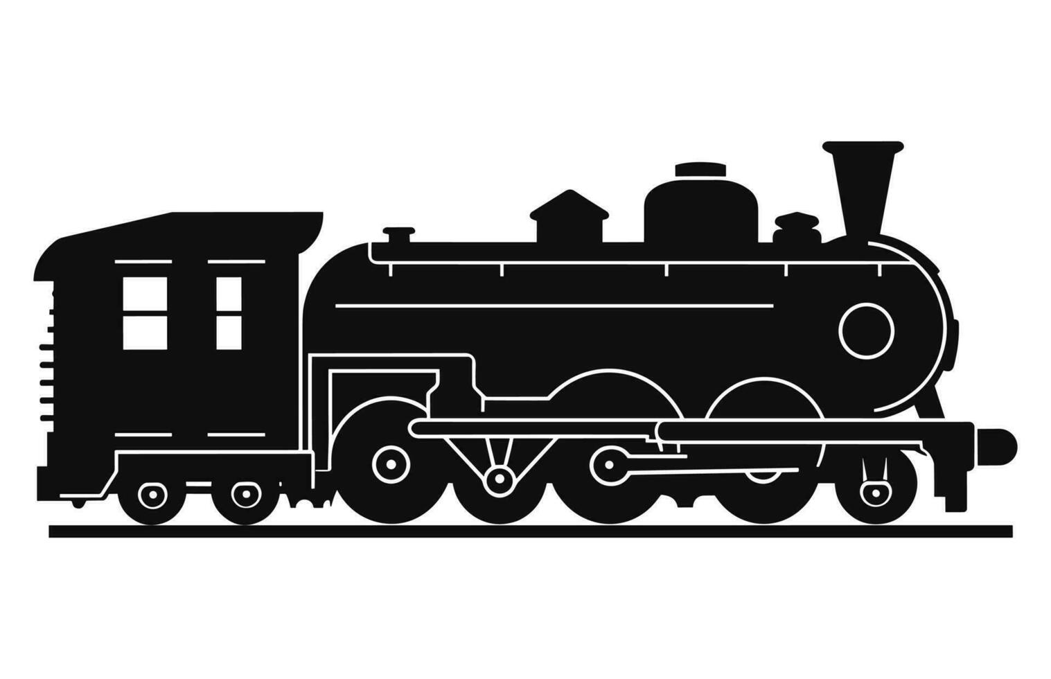 A Locomotive Train Silhouette Vector isolated on a White Background