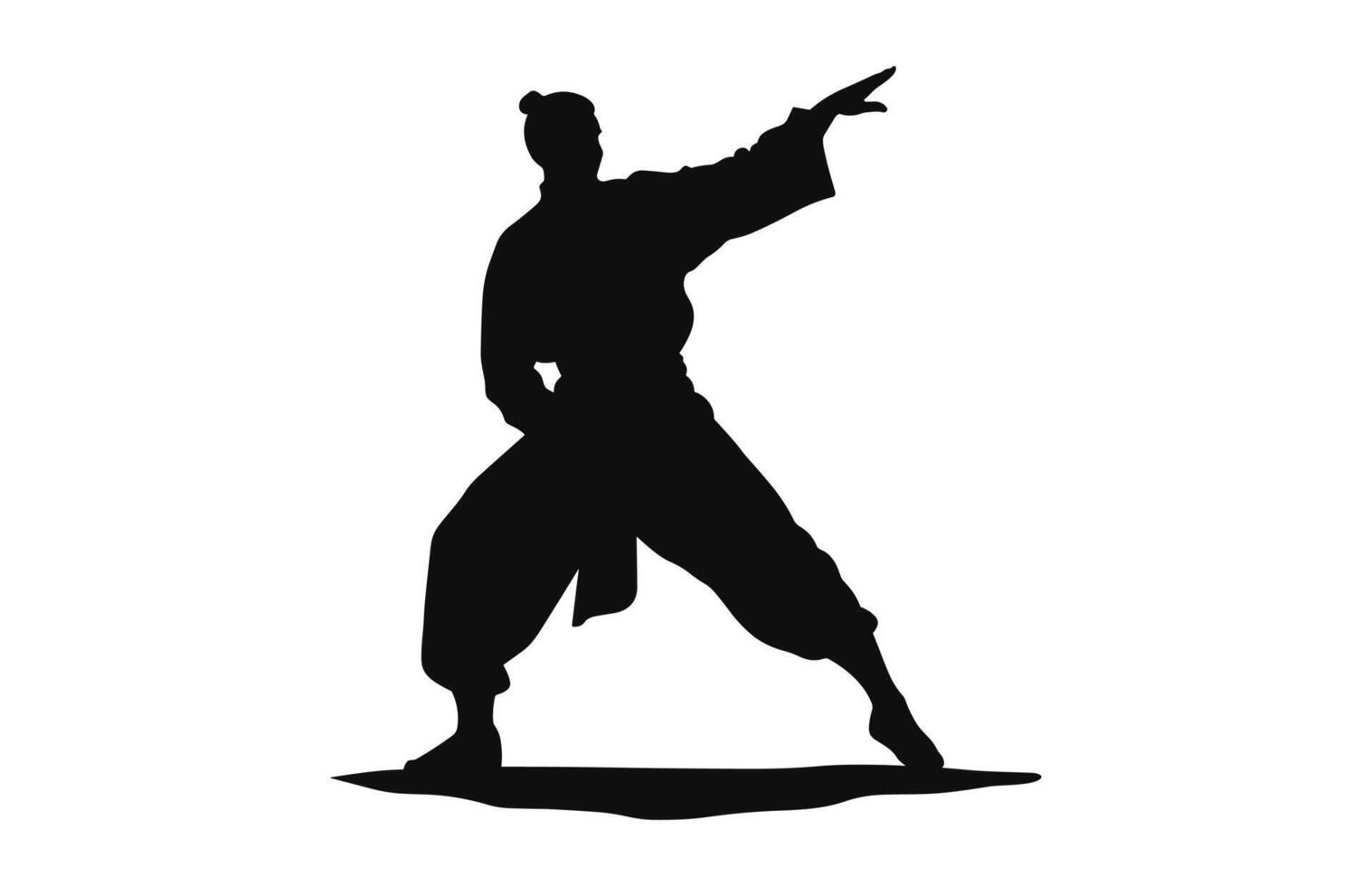 un Tai chi actitud negro silueta vector