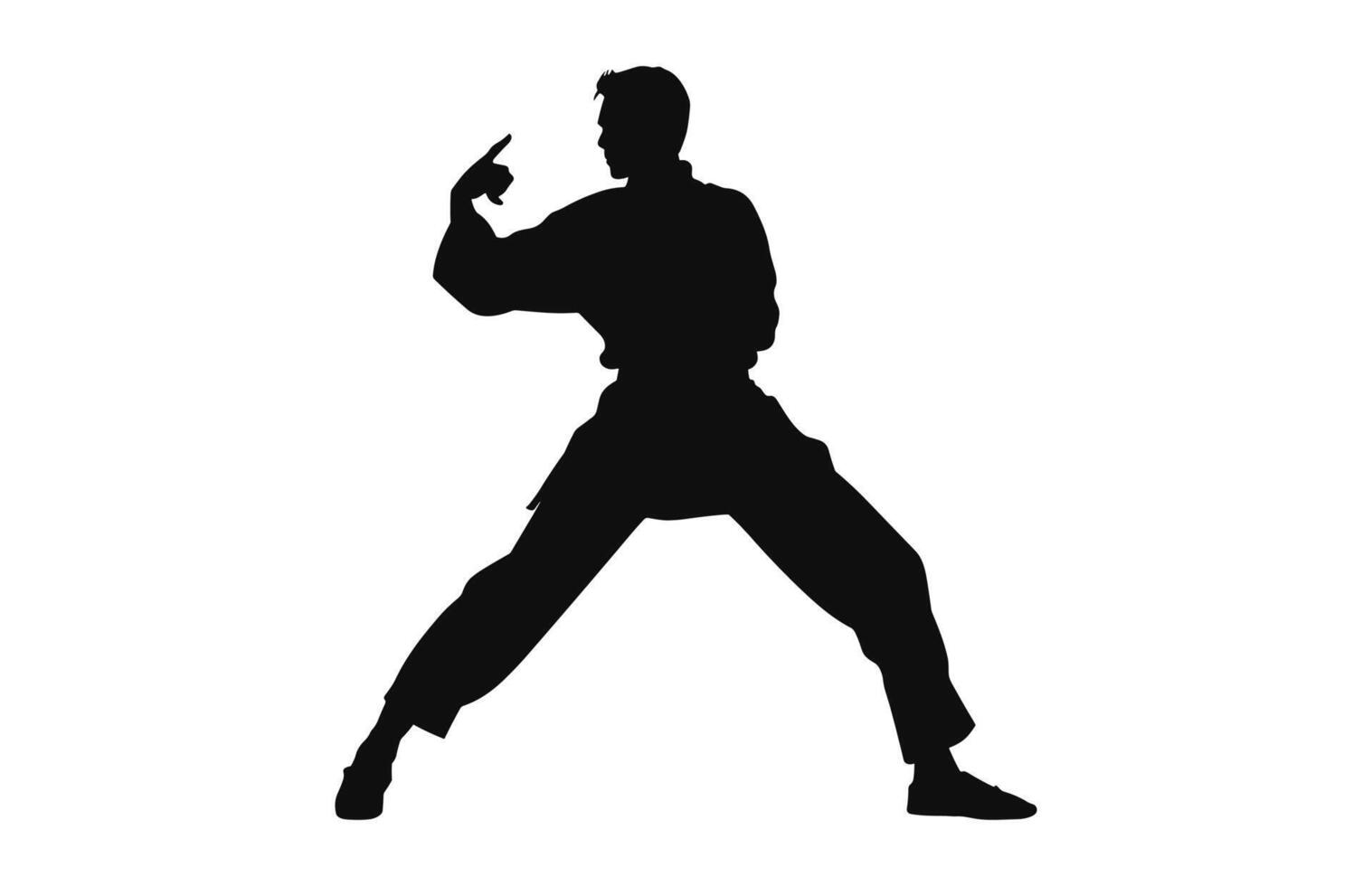 A Tai Chi Pose black Silhouette Vector isolated on a white background
