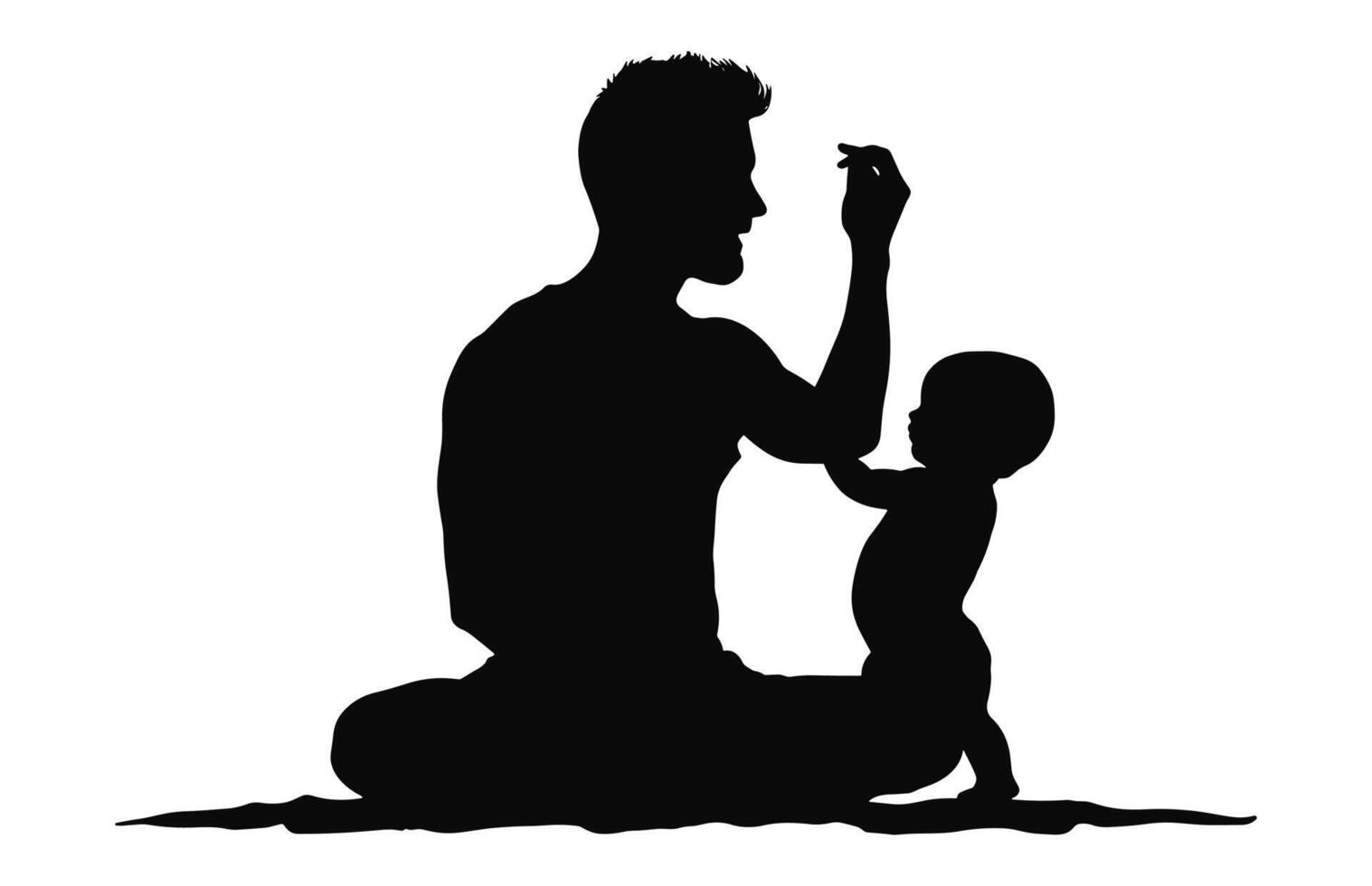 Father with Child Black Silhouette Vector free
