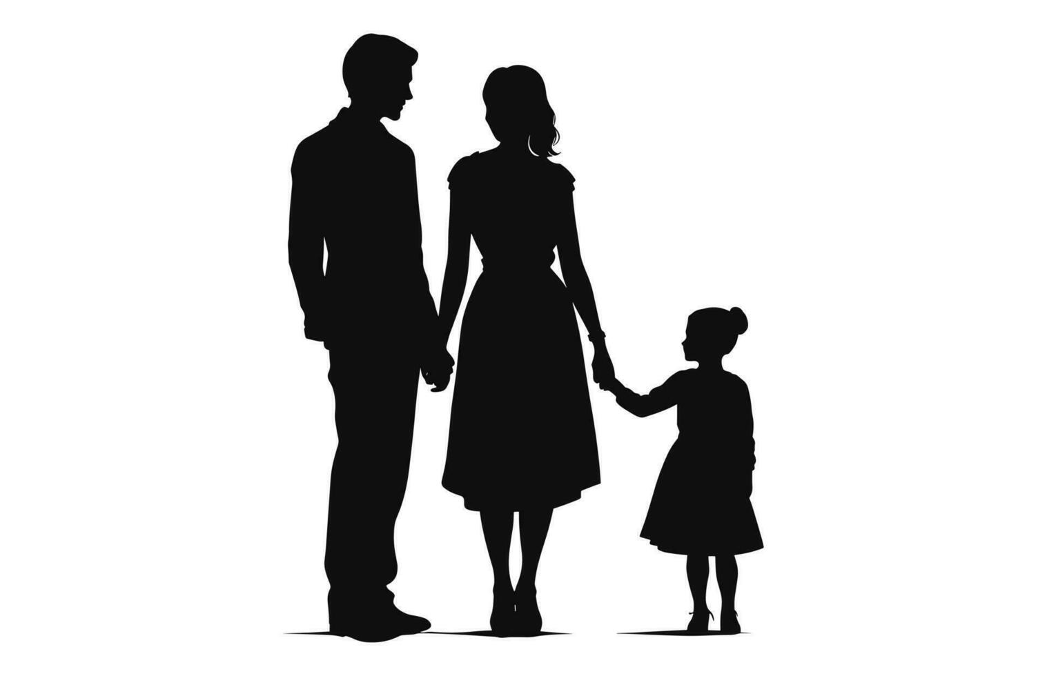 A Family black Silhouette vector, A Happy Family Clipart vector