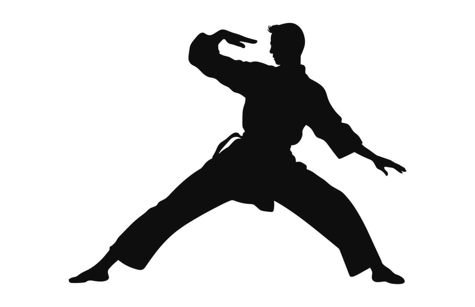 A Tai Chi Pose black Silhouette Vector