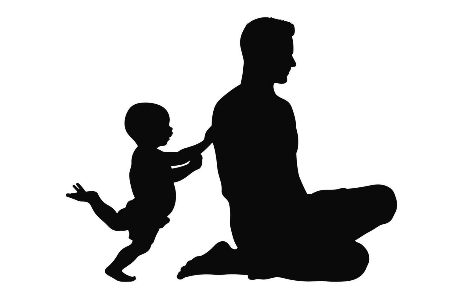 Father with Child Black Silhouette Vector free