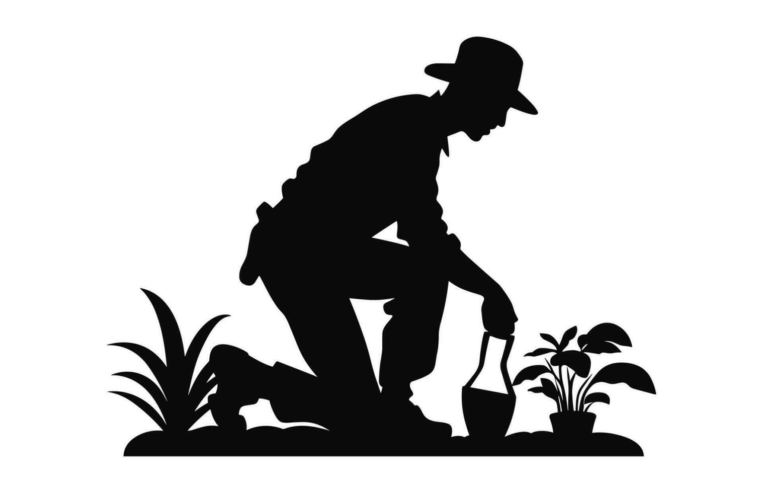 A Gardening Silhouette black vector isolated on a white background