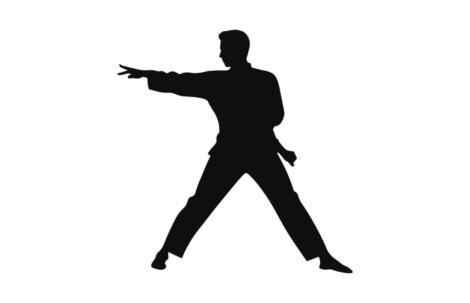 A Tai Chi Pose black Silhouette Vector