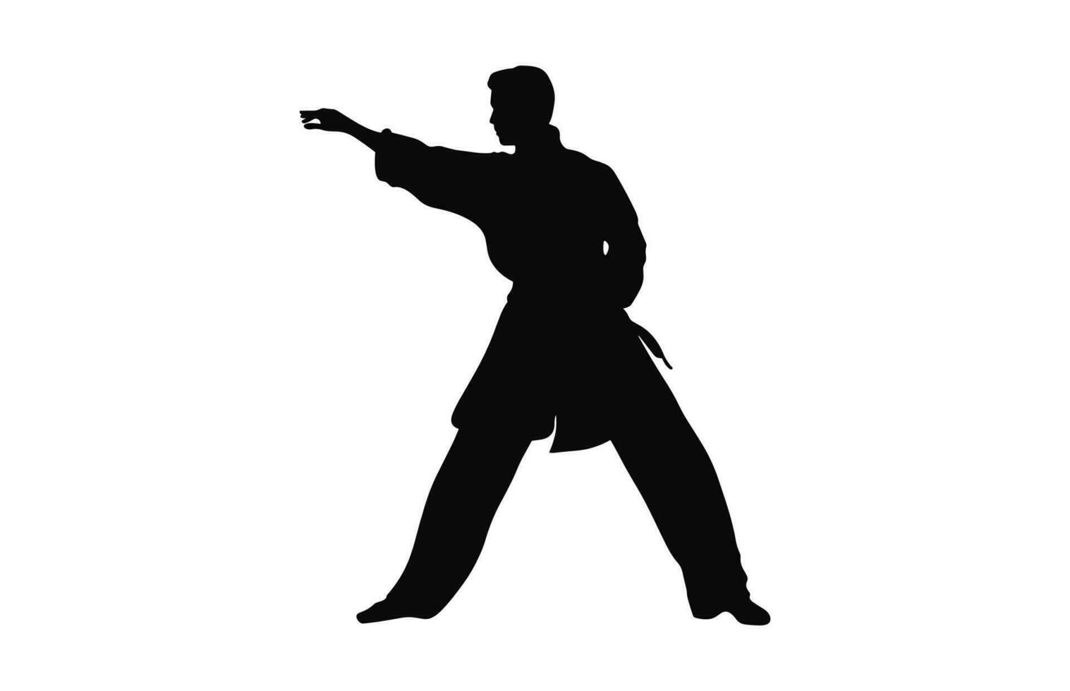 A Tai Chi Pose black Silhouette Vector isolated on a white background