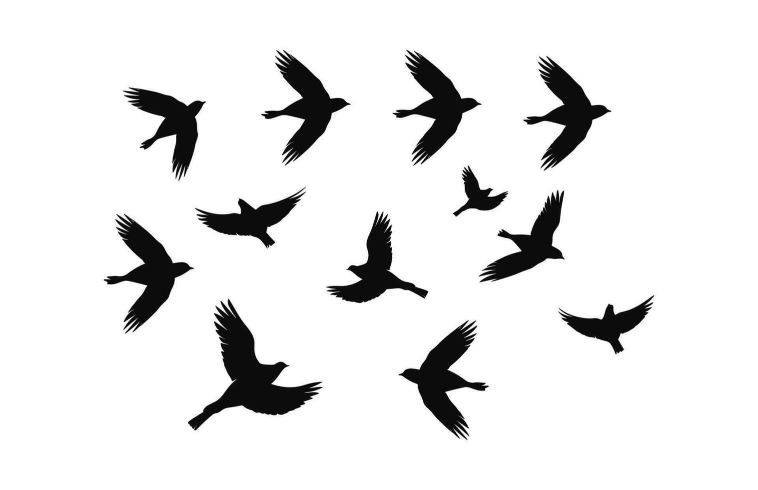 A Flock Flying Birds black Silhouette vector