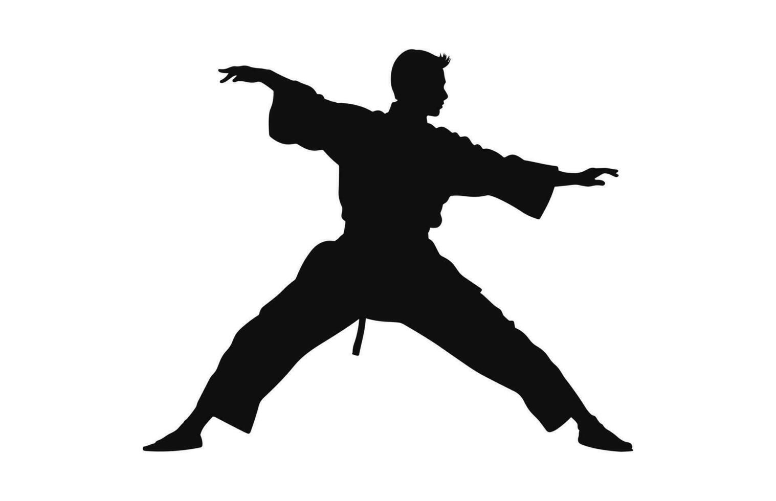 A Tai Chi Pose black Silhouette Vector