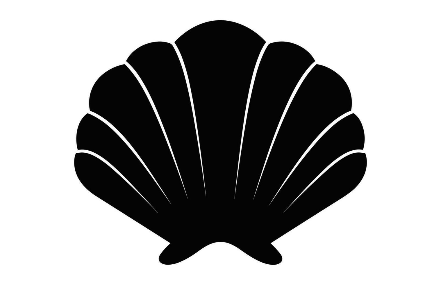 A Clam Seashell silhouette vector isolated on a white background