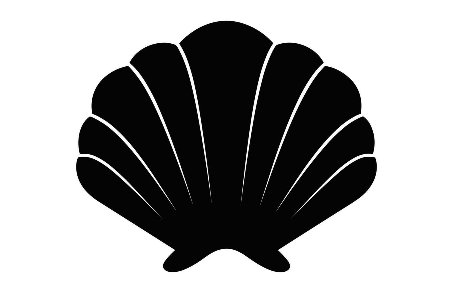 A Clam Seashell silhouette vector isolated on a white background