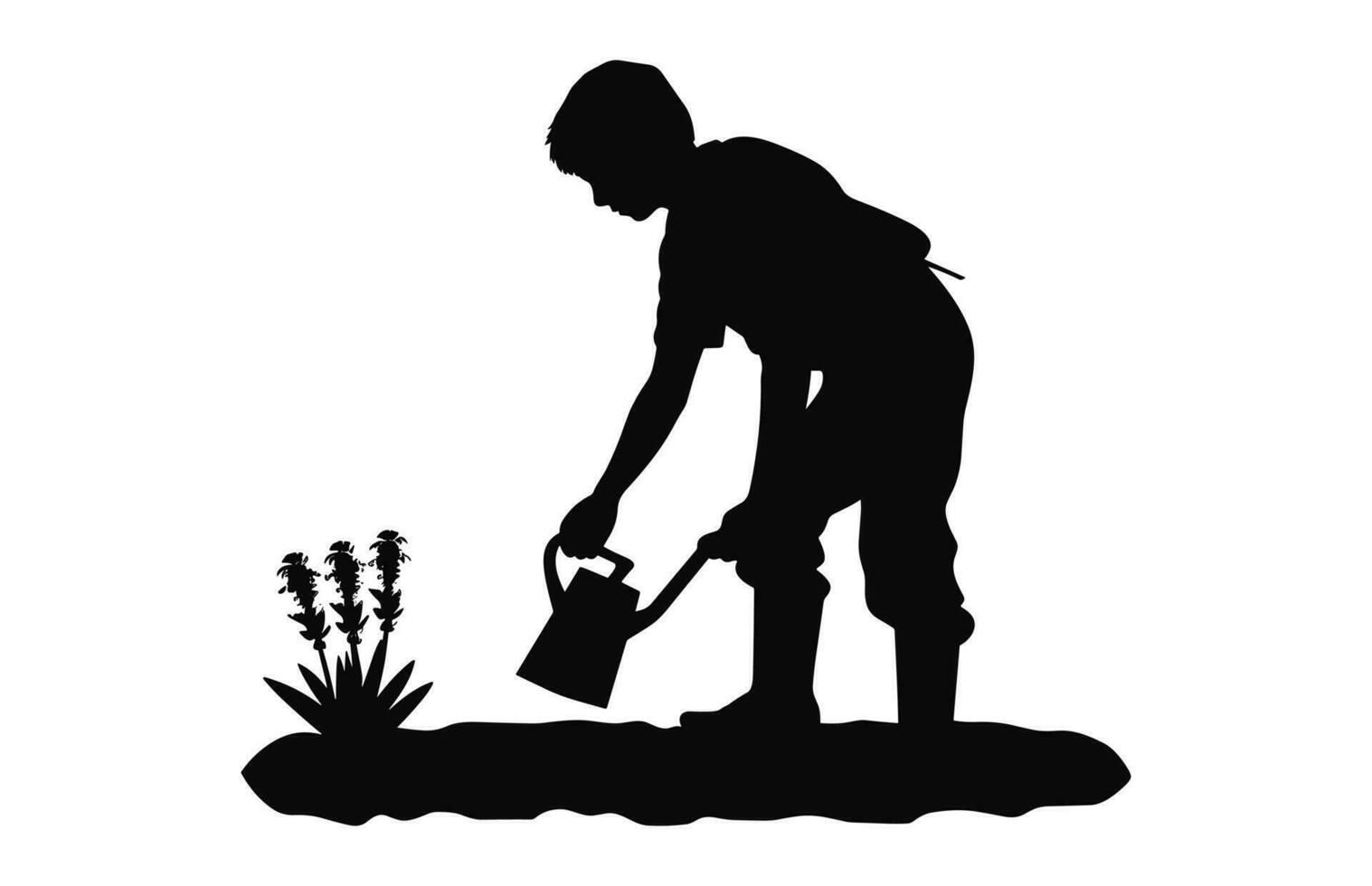 A Gardening Silhouette, A Gardener black vector isolated on a white background