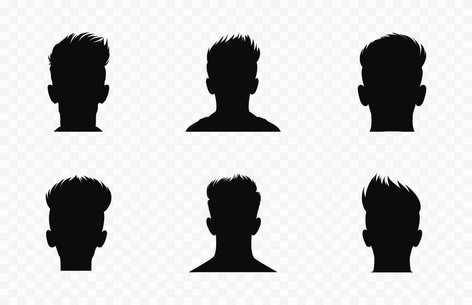 Variety man hairstyle silhouettes clipart Bundle, Set of boy's hairstyles and haircuts vector