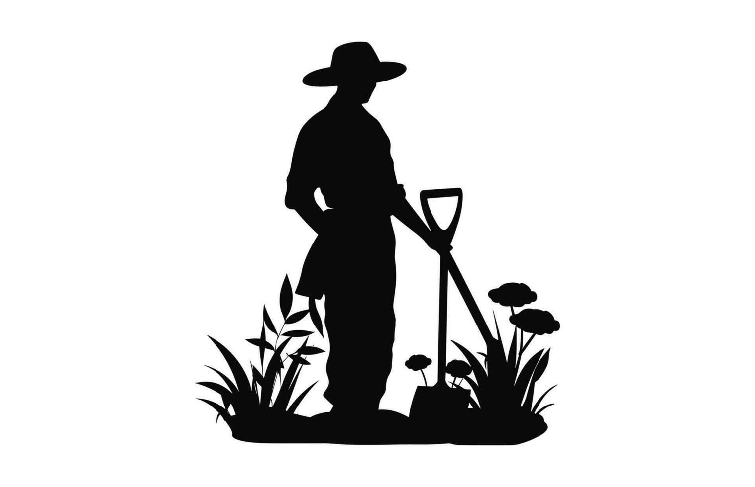 A Gardening Silhouette, A Gardener black vector isolated on a white background