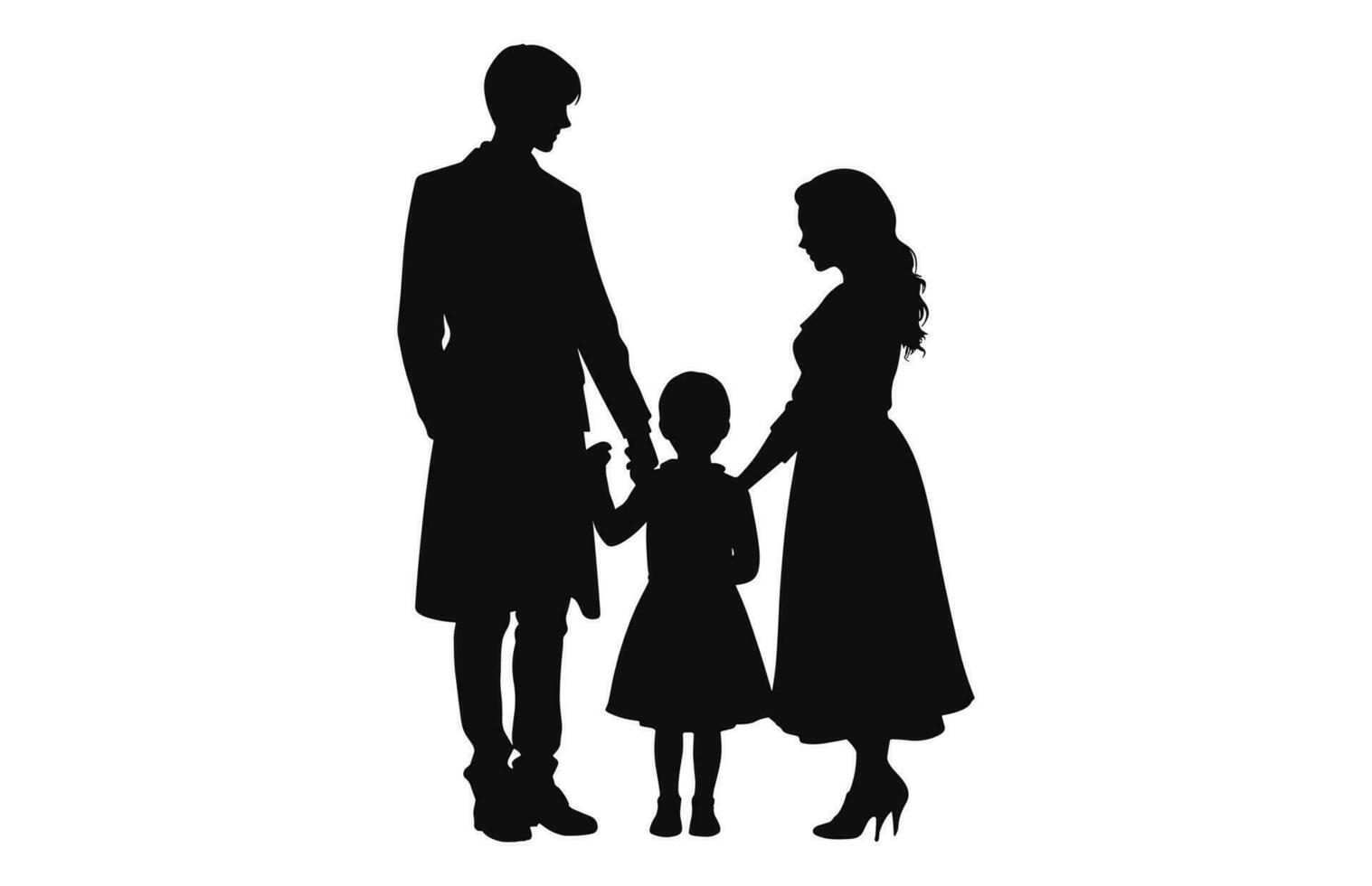 A Family black Silhouette vector, A Happy Family Clipart vector