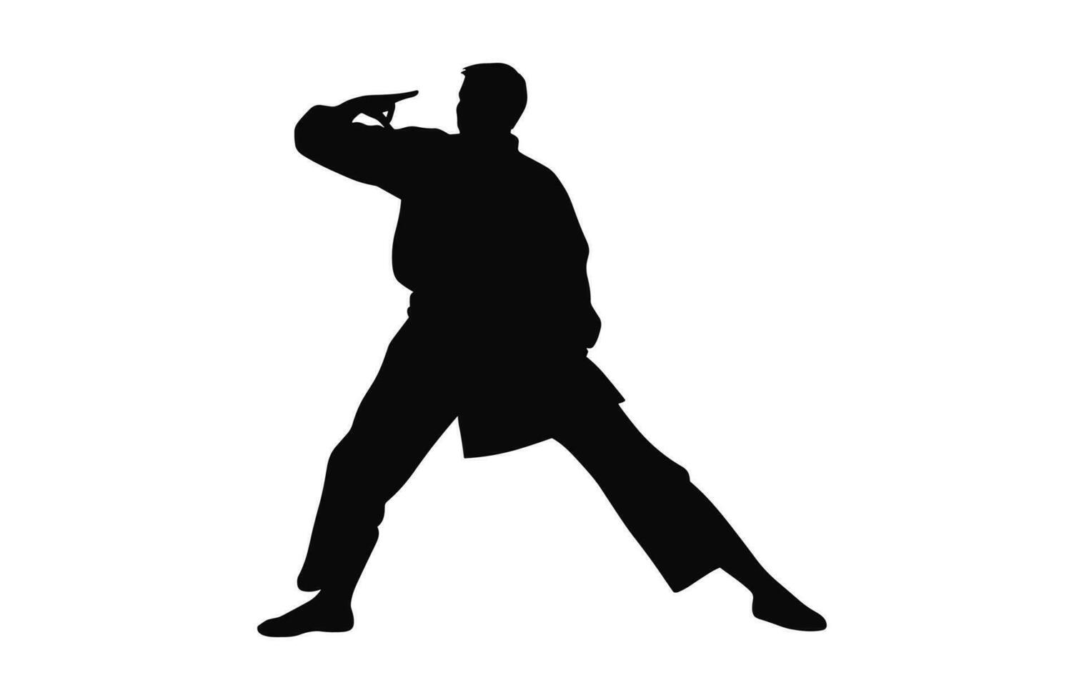 A Tai Chi Pose black Silhouette Vector isolated on a white background