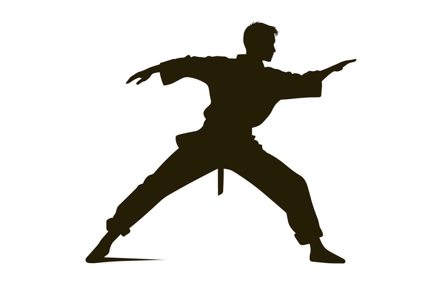 A Tai Chi Pose black Silhouette Vector isolated on a white background