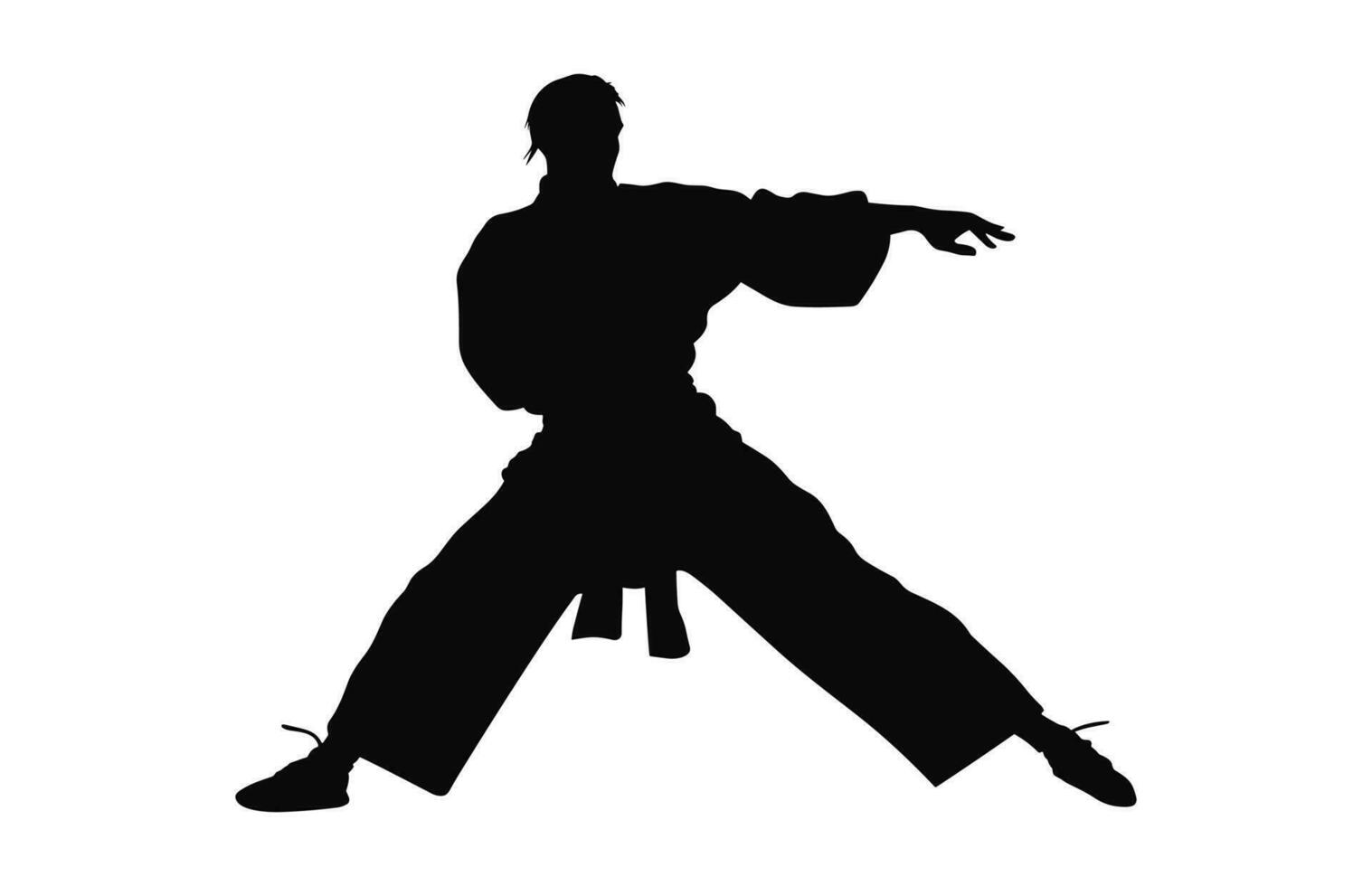 A Tai Chi Pose black Silhouette Vector isolated on a white background