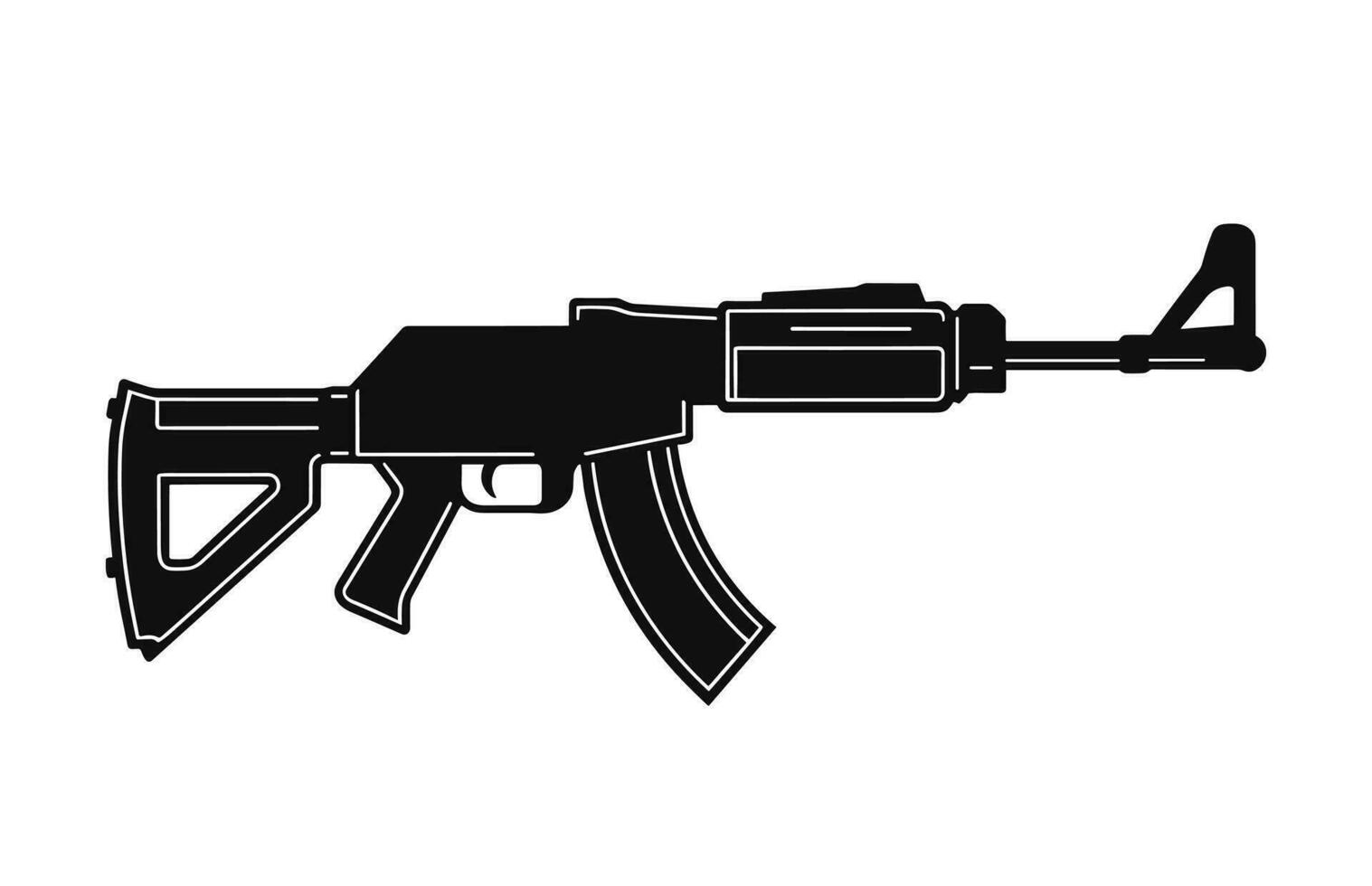 A machine gun Silhouette Vector isolated on a white background